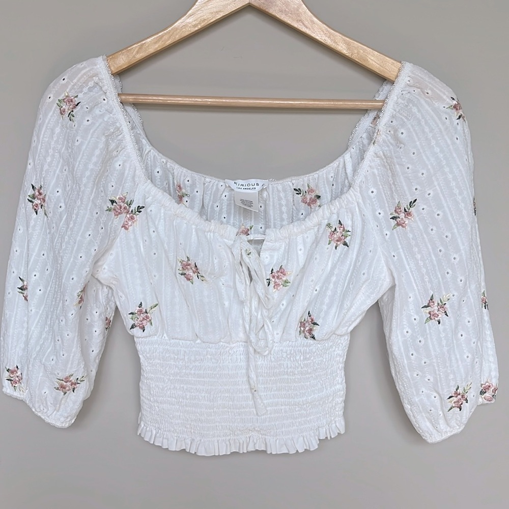 Kirious Los Angeles Cropped eyelet top